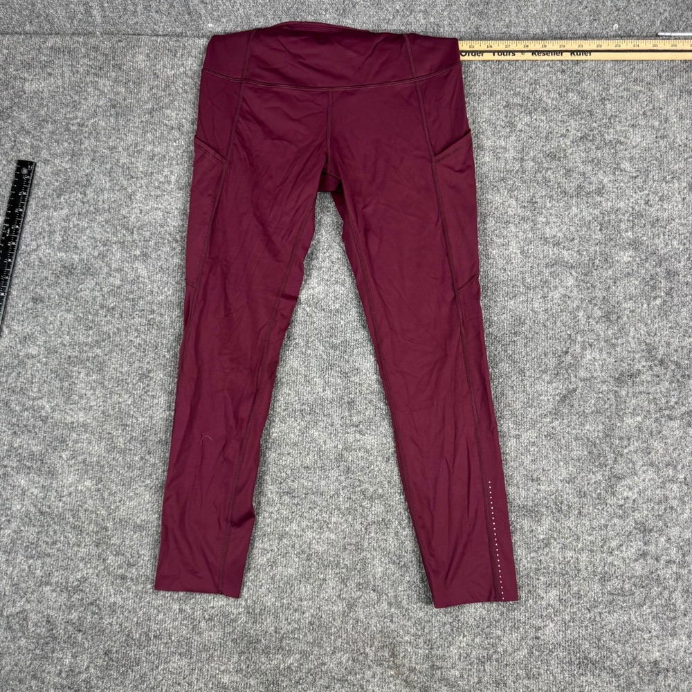 Lululemon Leggings Womens Size 4 Burgundy High Rise Side Pockets Athletic Yoga